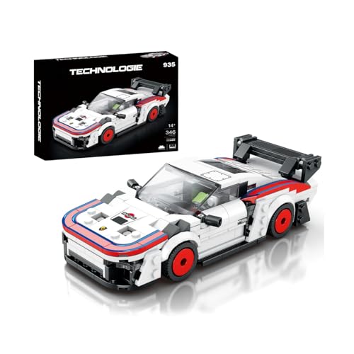 VizBrou Rennwagen Speed Champion Bausteine Set, Porschee 935 Sportwagen Klemmbausteine Modell Kit, 346 Teile Kompatibel mit LG Superauto Bausatz Spielzeug Geschenk Dekor für Erwachsene Kinder von VizBrou