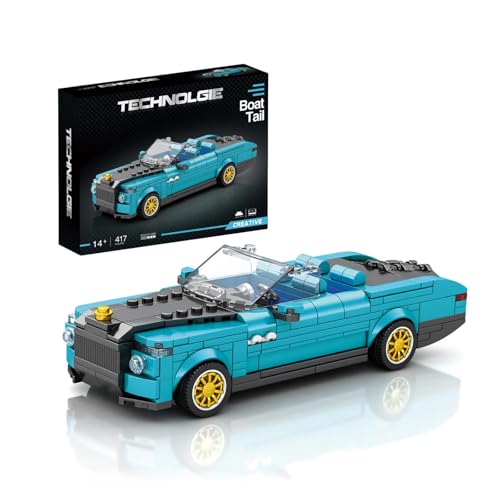 VizBrou Rennwagen Speed Champion Bausteine Set, Rolls-Roycce Boat Tail Sportwagen Klemmbausteine Modell Kit, 385 Teile Kompatibel mit LG Superauto Bausatz Spielzeug Geschenk für Erwachsene Kinder von VizBrou