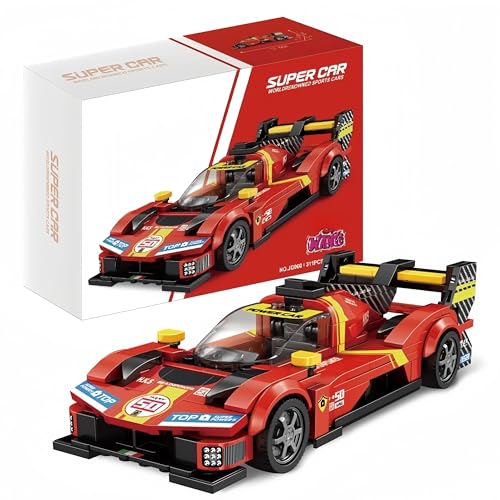 VizBrou Super Sportwagen Bausteine Set, Le Manns Ferrarii Retro Speed Champion Rennwagen Klemmbausteine Bausatz, 311 Teile Kompatibles LG Super Auto Modell Spielzeug Geschenk für Erwachsene Kinder von VizBrou