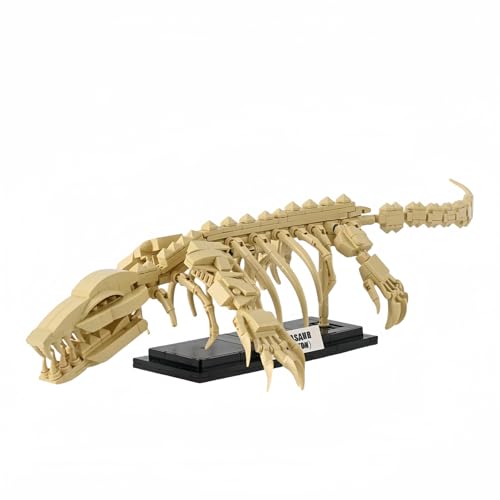 VizBrou Tier Fossilien Bausteine, Dinosaurier Welt Schädel Klemmbausteine Modell Kit, 498 Teile Mosasaurus Dino Skelett Knochen Modell Spielzeug Geschenk Set für Mädchen Jungen Kinder Erwachsene von VizBrou