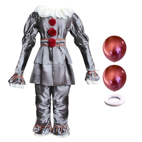 Vjeybv Pennywis Kostüm für Erwachsene - Böses Clownkleid Halloween Cosplay Kostüm Set - Gruseliges Clownkostüm Herren Kostüme Halloween Cosplay Gruseliges Outfit für Erwachsene von Vjeybv