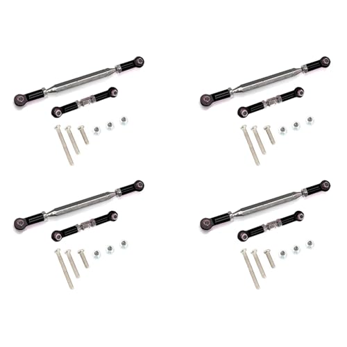 Vklopdsh 4X Metall Verstellbares Lenk Gestänge Servo Link Zug Stange Spann Schloss für Mn D90 D99 Mn-90-45 1/12 Rc Auto Crawler, Schwarz von Vklopdsh