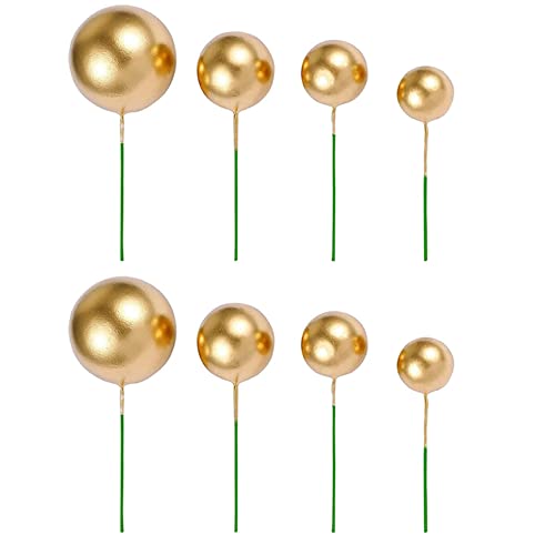 Vklopdsh 80 Stücke Kuchendeckel Mini Gold Ball Cupcake Topper Kuchendekorationen für Geburtstag Hochzeit Kuchen Dekoration Zubehör von Vklopdsh