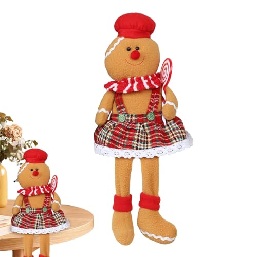 Vllold Weiche Lebkuchenmann-Figuren, niedliche sitzende Lebkuchenmann-Puppe, Weihnachtsfeier, Fotografie-Requisiten, saisonale Dekoration für Couchtisch, Kaminsims von Vllold