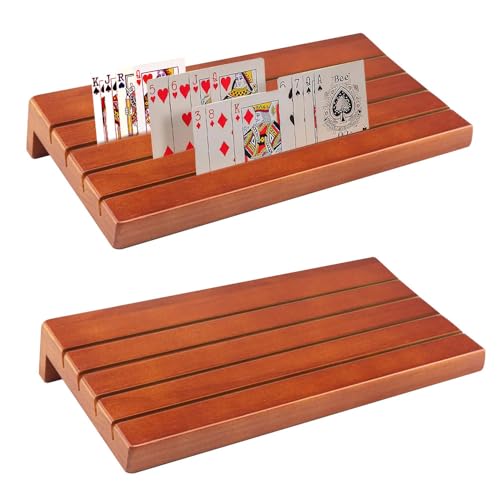 Vmxlso 2 Stück Holz Kartenhalter Kinder, Holz Spielkartenhalter, Kinder Kartenhalter Holz, Freisprech Kartenständer Holz, Kartenhalter Spielkarten Aufbewahru für Kinder, Senioren, Erwachsen von Vmxlso