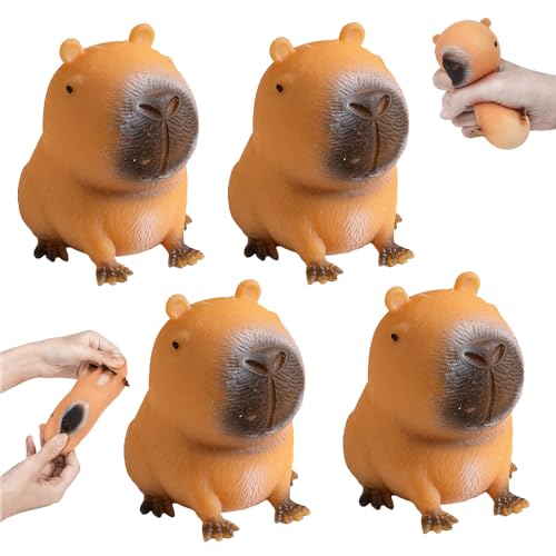 Vmxlso 4 Stück Anti Stress Spielzeug, Capybara Squeeze Toy, Squishy Antistress Spielzeug, Stressabbau Anti Stress Ball, Capybara Squeeze Spielzeug Geschenke für Kinder und Erwachsene von Vmxlso