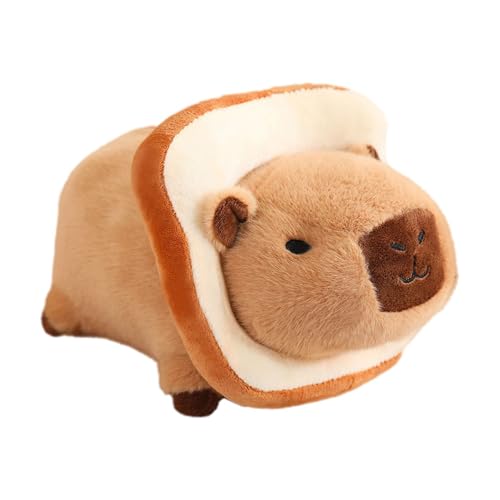 Vmxlso Capybara Kuscheltier, 25 cm Süßes Capybara Plüschtier, Stofftier Capybara mit Tragbarer Toast-kopfbedeckung, Weiche Wasserschwein Kuscheltier für Kinder, Jungen Und Mädchen Geburtstagsgeschenke von Vmxlso