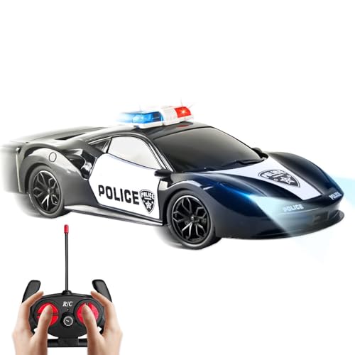 Vmxlso Polizeiauto Ferngesteuert Autos, Polizei Auto Spielzeug mit Fernbedienung, Ferngesteuertes Polizeiauto Spielzeug, Polizei Ferngesteuertes Auto ab 6 Jahre für Kinder, Auto Ferngesteuert Kinder von Vmxlso