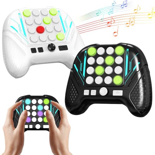 Vmxlso Pop It Elektronisches Spiel, 2 Stück Quick Push Bubble Game, Schwarz & Weißes Puzzle Push Spiel mit 5 Modi, Handheld Memory Push Game, Fidget Toys, Pop It Spiel für Jungen, Mädchen, Teenager von Vmxlso