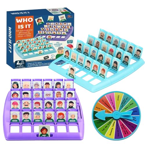 Vmxlso Wer Ist Es Spiel, Wer Ist Es Lustiges Ratespiel Brettspiel, Puzzlespiel Kind Interaktives Wer Bin Ich Spiel, Wer Bin Ich für 2 Spieler ab 6 Jahren, Guess Who Game für Familien und Partyspaß von Vmxlso