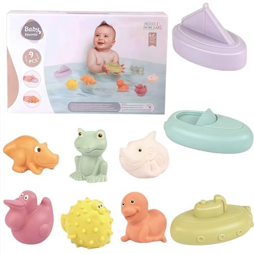 Vndnsy Baby Badespielzeug - 9 Pcs Baby Schimmel frei Badespielzeug - Kleinkind kein Loch Badewanne Spielzeug 6 - 18 Monate - Baby Mädchen Junge Geburtstag Geschenke Neugeborenen Bathtime Essentials von Vndnsy