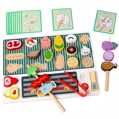 Vndnsy Spielzeug-Lebensmittel aus Holz, 31-teiliges Grill-Spielset für Kinder, Zubehör für die Spielküche, Rollenspiel-Spielzeug, Lebensmittel-Spielzeug zum Grillen, Rollenspiel, Geschenk für 3-jährig Vndnsy Spielzeug-Lebensmittel aus Holz, 31-teiliges Grill-Spielset für Kinder, Zubehör für die Spielküche, Rollenspiel-Spielzeug, Lebensmittel-Spielzeug zum Grillen, Rollenspiel, Geschenk für 3-jährig von Vndnsy