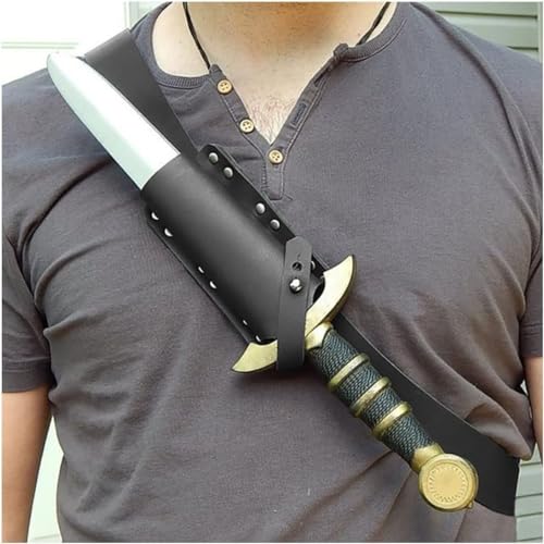 Mittelalterlicher Dolchhalter, Freie Größe, Verstellbare Mittelalterliche Schwertgürtel-Taillenscheide, Lederausrüstung for Erwachsene, Waffe for Cosplay-Zubehör(Size:Black) von Vnook