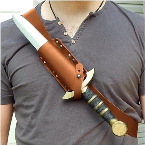 Vnook Mittelalterlicher Dolchhalter, Freie Größe, Verstellbare Mittelalterliche Schwertgürtel-Taillenscheide, Lederausrüstung for Erwachsene, Waffe for Cosplay-Zubehör(Size:Brown) von Vnook