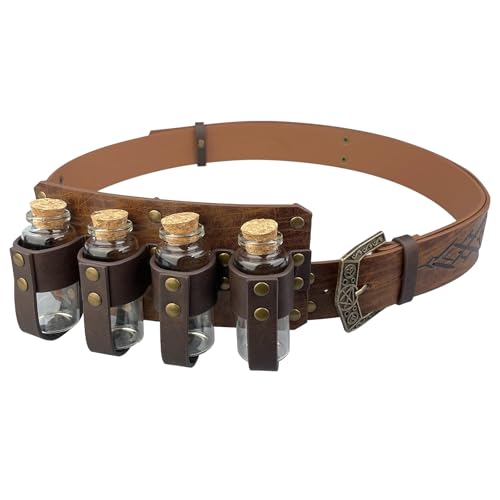 Vnook Mittelalterlicher Stil Hexentrank Flasche Strumpfband Oberschenkelgeschirr HolsterSteampunk Zauberer Abenteurer Alchemie Alchemist Zubehör(Brown) von Vnook