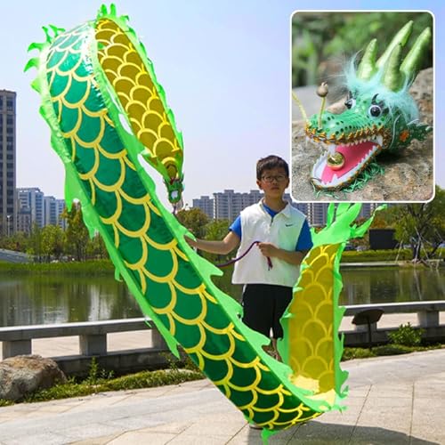 Vnook Kleiner Drachen-Poi, Outdoor-Fitness-Drachen-Design, Drehender Und Schüttelnder Poi Mit Drachenkopf, Echtes Drachen-Schleuderband for Kinder/Anfänger(Green,2m) von Vnook