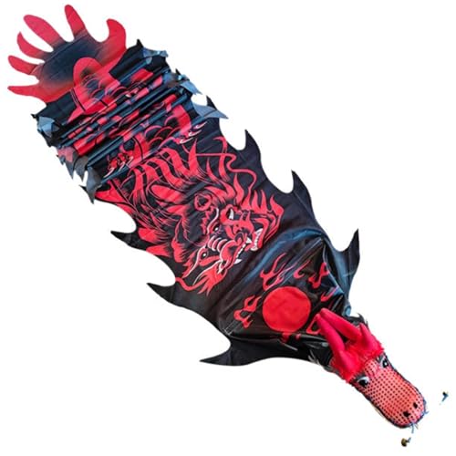 Vnook Schwarzer Drachen-Poi, Outdoor-Fitness-Drache, drehender und schüttelnder Poi, realistisches Drachen-Schleuderband mit Drachenkopf for das Frühlingsfest im Freien, Drachentanz-Band-Streamer(8m) Vnook Schwarzer Drachen-Poi, Outdoor-Fitness-Drache, drehender und schüttelnder Poi, realistisches Drachen-Schleuderband mit Drachenkopf for das Frühlingsfest im Freien, Drachentanz-Band-Streamer(8m) von Vnook
