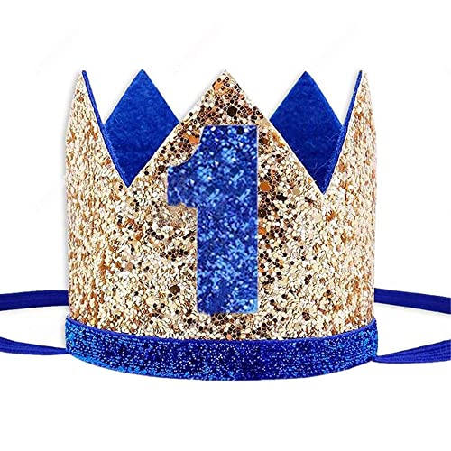 Voarge 1 Jahr Geburtstag Baby Krone, Geburtstag Krone Baby Geburtstagskrone Haarband Haarschmuck, Haarschmuck Stirnband Haarband Für Babys , blau von Voarge