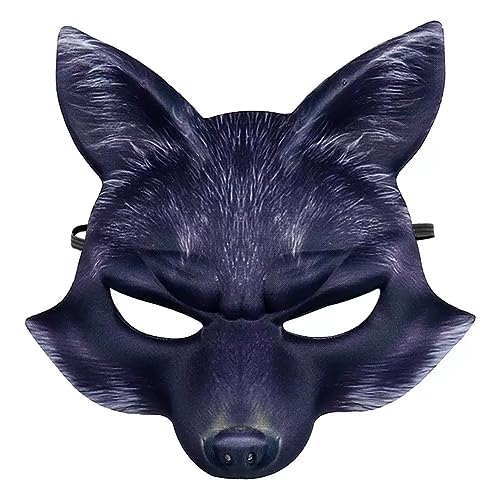 Vocoliday 1 x Halloween-Fuchs-Halbmaske, Tier-Gesichtsmaske, Fuchs-Cosplay-Maske für Halloween, Cosplay, Kostüm, Zubehör (schwarz) von Vocoliday