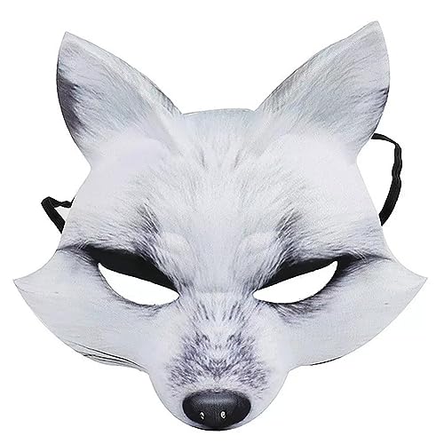Vocoliday 1 x Halloween-Fuchs-Halbmaske, Tier-Gesichtsmaske, Fuchs-Cosplay-Maske für Halloween, Cosplay, Kostüm, Zubehör (weiß) von Vocoliday