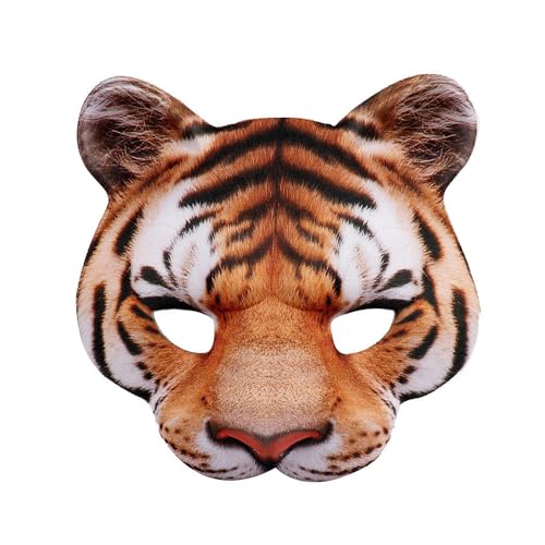 Vocoliday 1 x Halloween-Halbgesichtsmaske, gelber Tiger, Tiermaske, Tiermaske, für Halloween, Maskerade, Party, Kostüm, Cosplay-Requisiten von Vocoliday