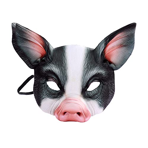 Vocoliday 1 x Halloween-Schweinemaske, Horror-Tiermaske, für Ostern, Karneval, Halloween, Weihnachten, Kostüm, Party, Cosplay-Requisiten（Schwarz） von Vocoliday
