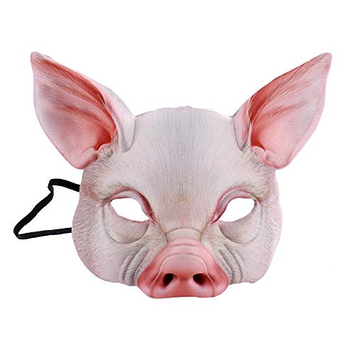 Vocoliday 1 x Halloween-Schweinemaske, Horror-Tiermaske für Ostern, Karneval, Halloween, Weihnachten, Kostüm, Party, Cosplay, Requisiten (weiße Schweinemaske) von Vocoliday