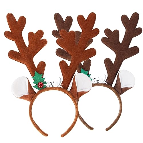 Vocoliday 2Pcs Rentier Geweih Stirnband Weihnachten Geweih Stirnband Hirsch Geweih Stirnband Rentier Kostüm Zubehör für Weihnachten Ostern Halloween Party Cosplay Kostüm Kopfschmuck von Vocoliday