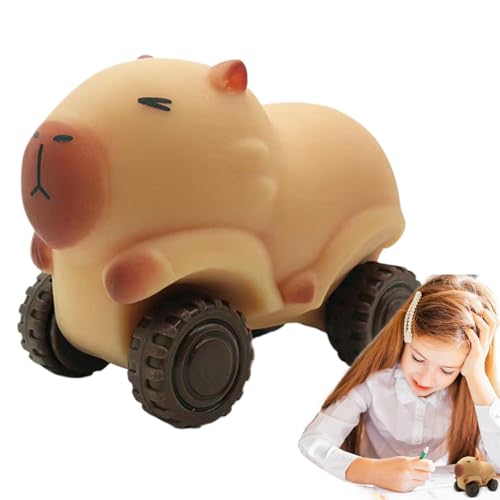 Capybara Squeeze Toys Car | Capybara Fidget Toys | Capybara Quetschspielzeug | Weich Capybara Anti-Stress Spielzeug | Capybara Kneifspielzeug Mit Rädern | Cartoon Tier Quetschspielzeug Für Kinder von Voihamy