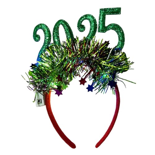 Haarreif "Happy New Year" 2025 – Leuchtende Krone, leuchtender Glitzer, Frohes neues Jahr, Haarschmuck, Kostüm-Kopfschmuck für Silvesterfeier von Voihamy