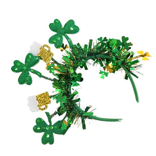 Kleeblatt-Haarband – Grüner St. Patrick's Day, irische Kopfbedeckung, Kostüm-Zubehör, irisches Karnevalskostüm-Zubehör mit Bowlerhut für Damen und Mädchen von Voihamy