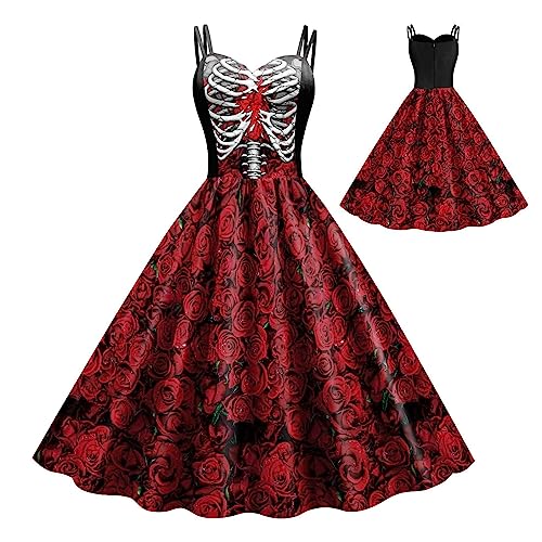 Voihamy Gothic-Kleid für Damen, Gothic-Kostüm, Outfit, Cosplay, Halloween, Karneval, Faschingskleid für Mädchen von Voihamy