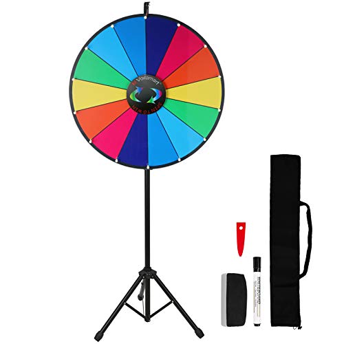 Voilamart 61 cm Preis-Rad mit 14 Schlitzen, trocken abwischbar, mit Dreibein-Ständer für Spinnspiele, Party, Kneipe, Messe von Voilamart