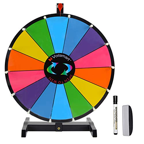 Voilamrt 45,7 cm (18 Zoll) Tischkreisrad, Spin The Wheel Dry Erase, 14 Slots with durable Plastic Base, 2 Pointer, Wheel of Fortune Spin Game in Party Pub Trade Show Karneval von Voilamart