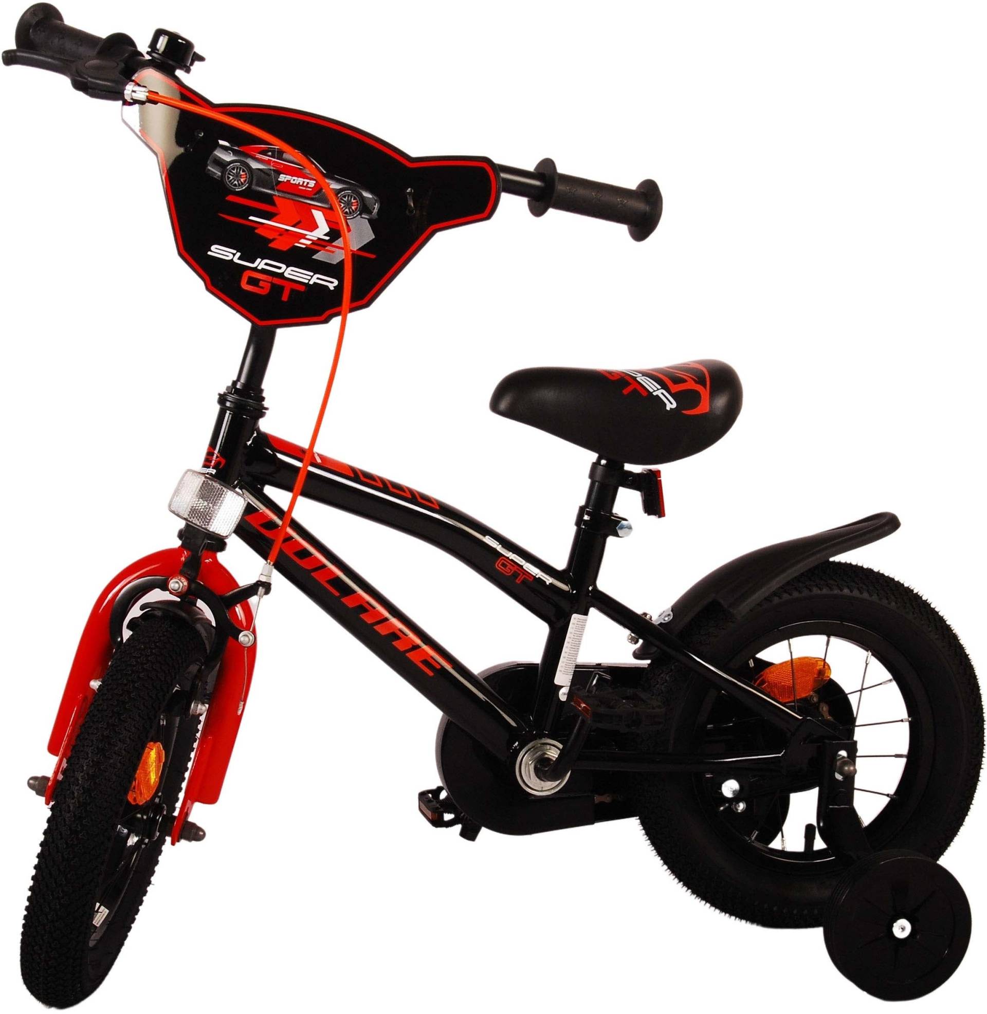 Volare Super GT Kinderfahrrad 12 Zoll, Schwarz/Rot von Volare