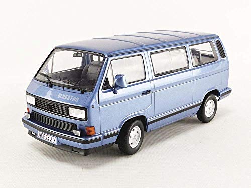 Norev Miniatur Modell Auto 1:18 kompatibel für Original Volkswagen T3 Bus Blue Star 1990 blau metallic 188540 von Volkswagen