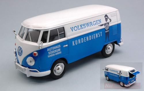 Scale Modell KOMPATIBEL MIT VW Type 2 (T1) 1965 DELIVERY Van KUNDENDIENST Blue/White 1:24 MOTORMAX MTM79573 von Motormax