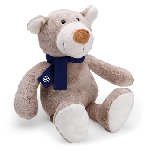 Volkswagen 5H0087576B Plüschtier Teddy Kuschelbär Stofftier Teddybär, grau mit blauem VW Schal von Volkswagen