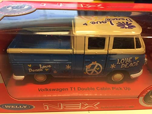 Volkswagen T1 DoKa PickUp blau Pritsche VW Bulli 1:38 Modellauto Welly 12186 von Volkswagen