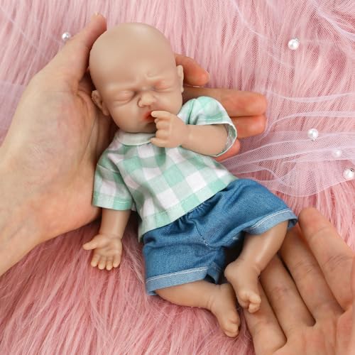 Vollence 18 cm schlafende Mini volle Baby-Puppe Silikon-Puppe Kleiner realistischer Miniatur-Baby-Puppen Silikon voller Körper Stressabbau - Junge von Vollence