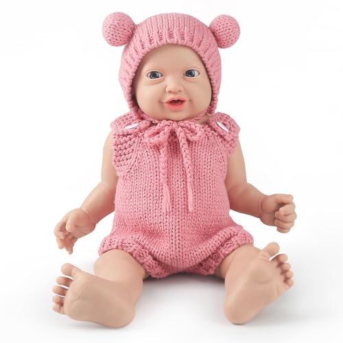 Vollence 31cm Reborn Baby Puppe Silikon, Realistische Neugeborene Silikonpuppe für Mädchen, Stressabbau Spielzeug von Vollence