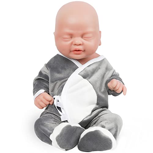 Vollence 36cm Augen Geschlossen VollSilikon Baby Puppen, Nicht Vinyl Puppen, Kann Einen Schnuller Nehmen Silikonpuppen Vollsilikonbaby - Junge von Vollence