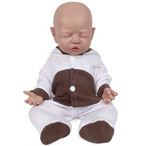 Vollence 46cm schlafende Ganzkörper Silikon Reborn Babypuppe Mädchen,VollSilikon Babypuppen, Nicht Vinyl Puppen, Augen geschlossen Realistische Reborn Baby Puppen, Real Lifelike Baby Puppen von Vollence