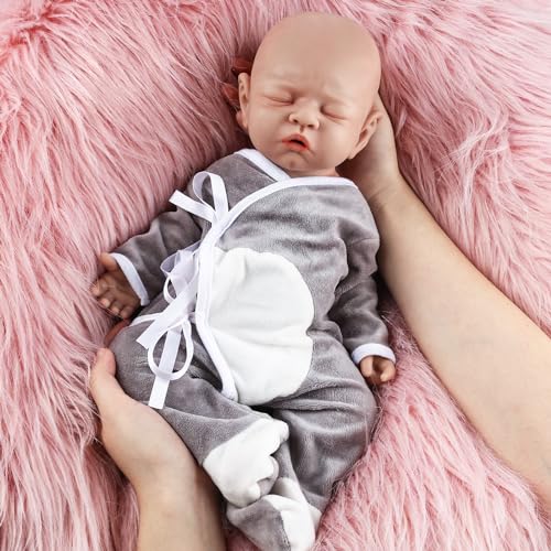 Vollence 46cm Schlafende Silikon Reborn Baby Puppe,Realistische Puppe, Ideal für Sammler und Kinder von Vollence