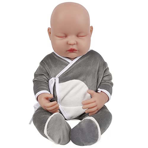 Vollence 46cm Schlafende Vollsilikon Babypuppes, Nicht Vinyl Puppen, Lebensechte Reborn Babypuppen, Echte Realistische Baby Puppe - Junge von Vollence