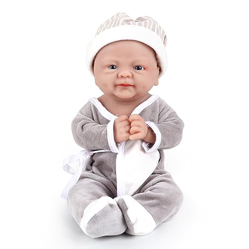 Vollence Vollsilikon-Wiedergeborene Babypuppen, lebensechte Neugeborene Platin-Silikon-Babypuppen realistische Puppe für Kinder Kindergeburtstag Weihnachten Spielzeug Geschenke - Junge von Vollence