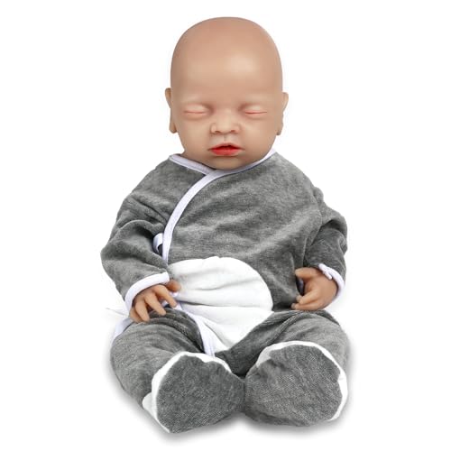 Vollence Wiedergeborene Ganzkörper-Silikonbaby-Puppe anatomisch korrekt lebensechte Neugeborene Silikonbaby-Puppen Stressabbau Anti-Stress-Spielzeug - Junge von Vollence