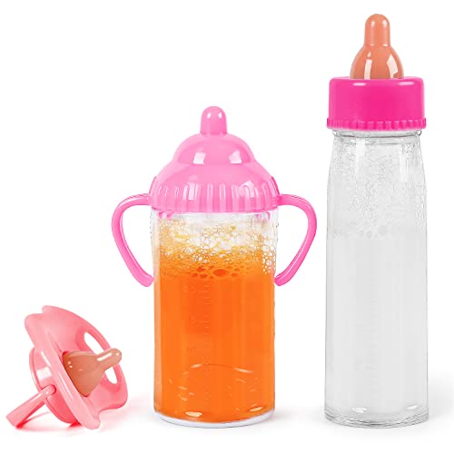 Vollence magische Babypuppen-Saugflaschen, magische Babypuppe Milch und Saft Verschwinden, Babypuppen-Zubehör, Spielzeug Babypuppen-Flaschenset von Vollence