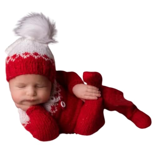 Fotoshooting-Kostüm für Neugeborene, Weihnachtsmütze, Leggings, für Babys, Jungen, Mädchen, Fotoshooting-Kostüm (Rot A) von Vomdrok