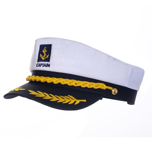 Vonokee Yacht Kapitän Hut Verstellbar Matrosenhut Marine Admiral Cap Halloween Zubehör Lustiger Hut Marine Kostüm von Vonokee